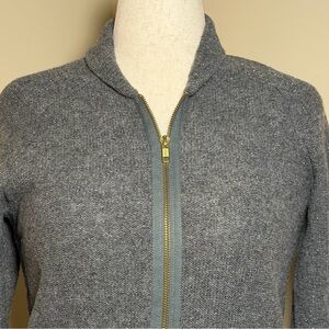 J. Crew Metallic Cardigan Sweater Women’s Sz M Gray Preppy Classic Festive Chic
